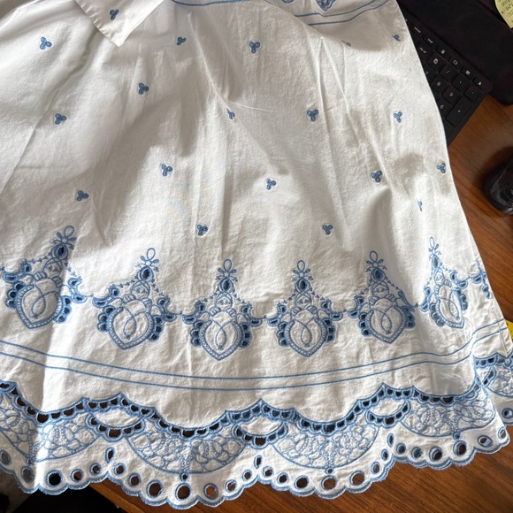 Jonathan Simkhai white & sky blue eyelet midi dress S/M Please read about size - Picture 8 of 16